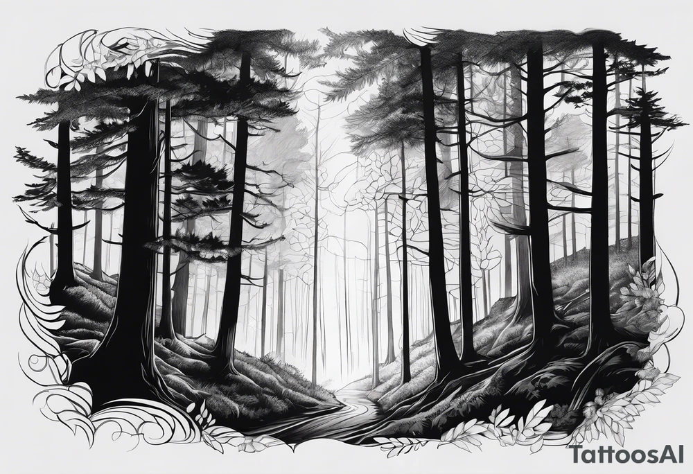 shadowy forest tattoo idea