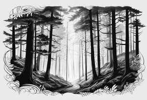 shadowy forest tattoo idea