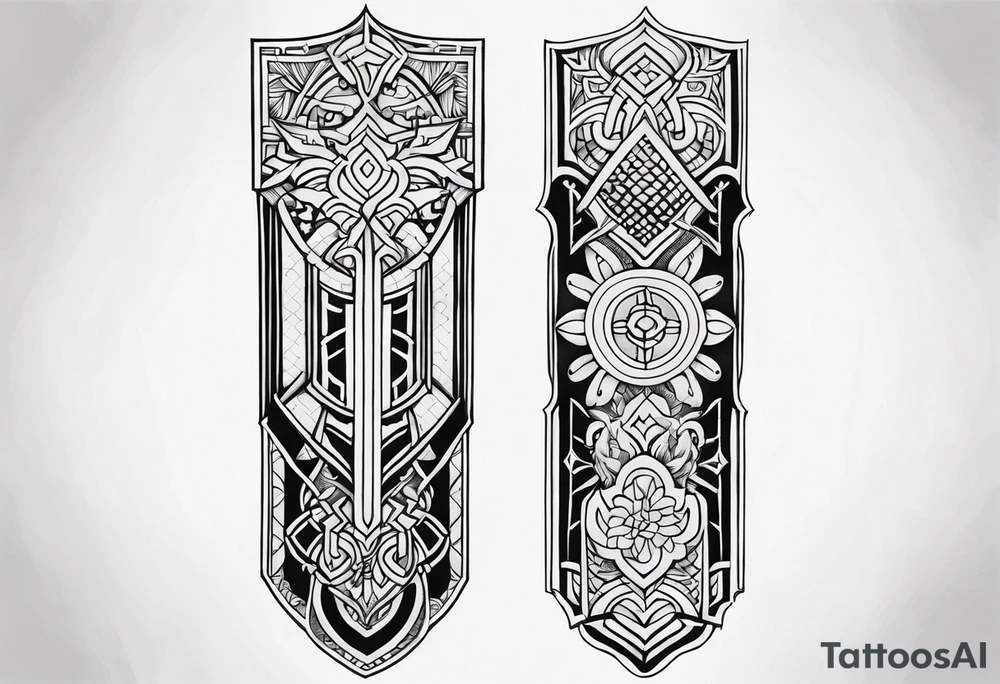 Cletic shin armor tattoo idea