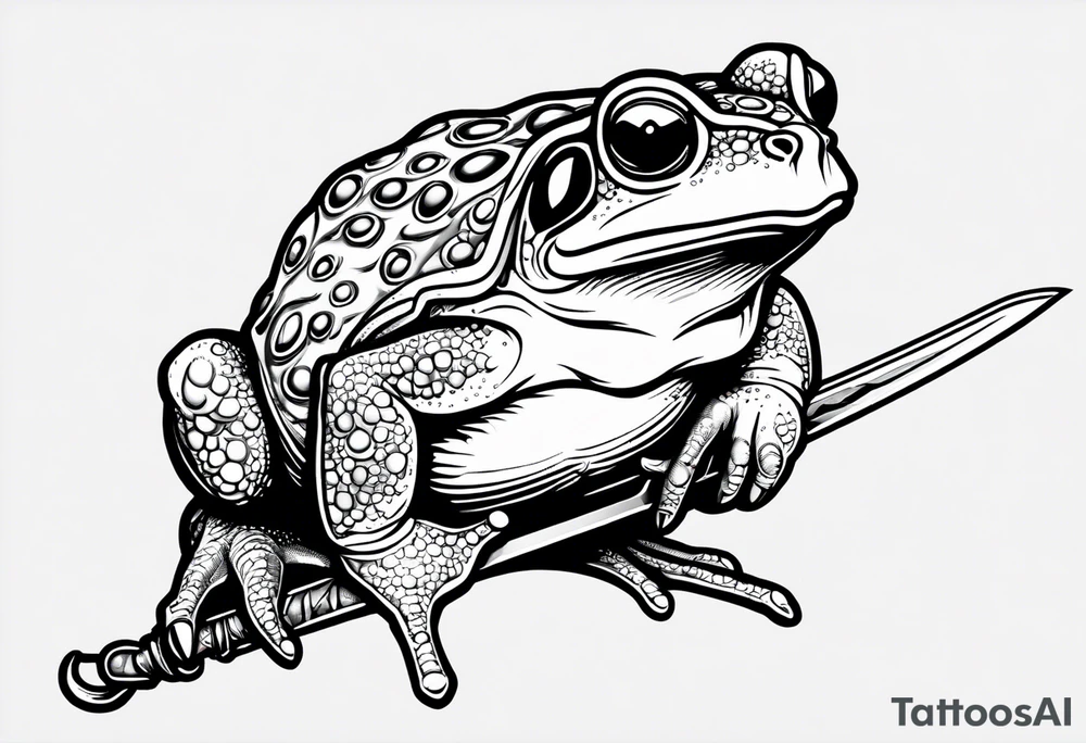 toad with sword; sword s¡is pointing down as if the toad was standing tattoo idea