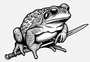 toad with sword; sword s¡is pointing down as if the toad was standing tattoo idea