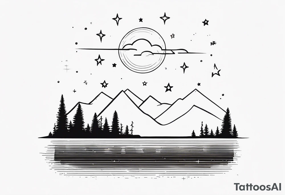 Minimalist tattoo for back and neck with straight line going up beck depicting saying “keep your feet in the ground and your eyes on the stars” tattoo idea