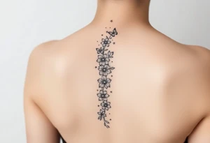 Flowers vertically down the spine surrounded by small butterflies and sparkles

Less flowers tattoo idea