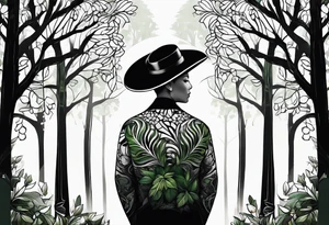 forest, green and black, no people tattoo idea