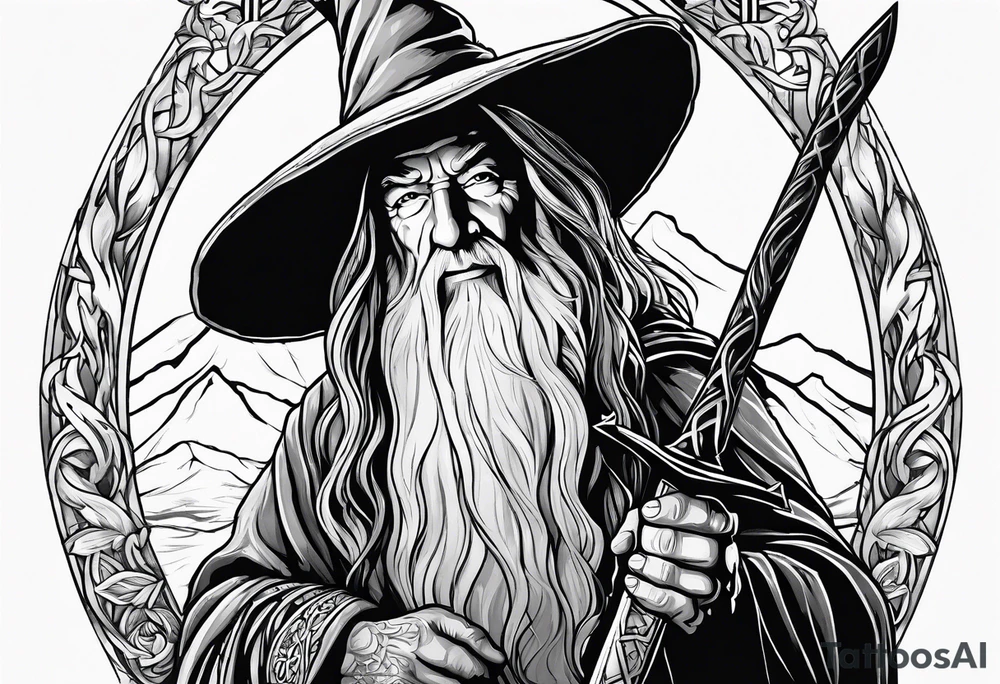 Gandalf holding a sword tattoo idea