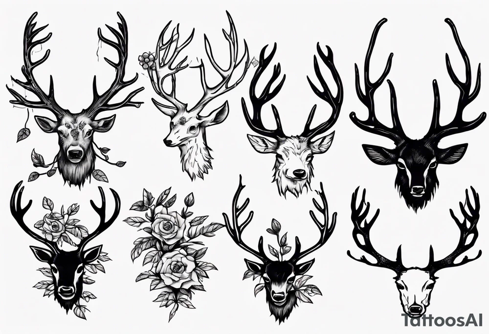 Bramble growing on antlers tattoo idea