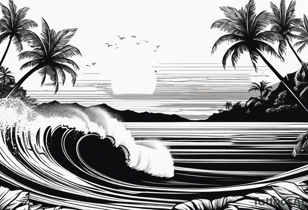Palm tree, surfing tattoo idea
