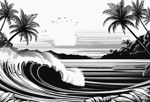 Palm tree, surfing tattoo idea