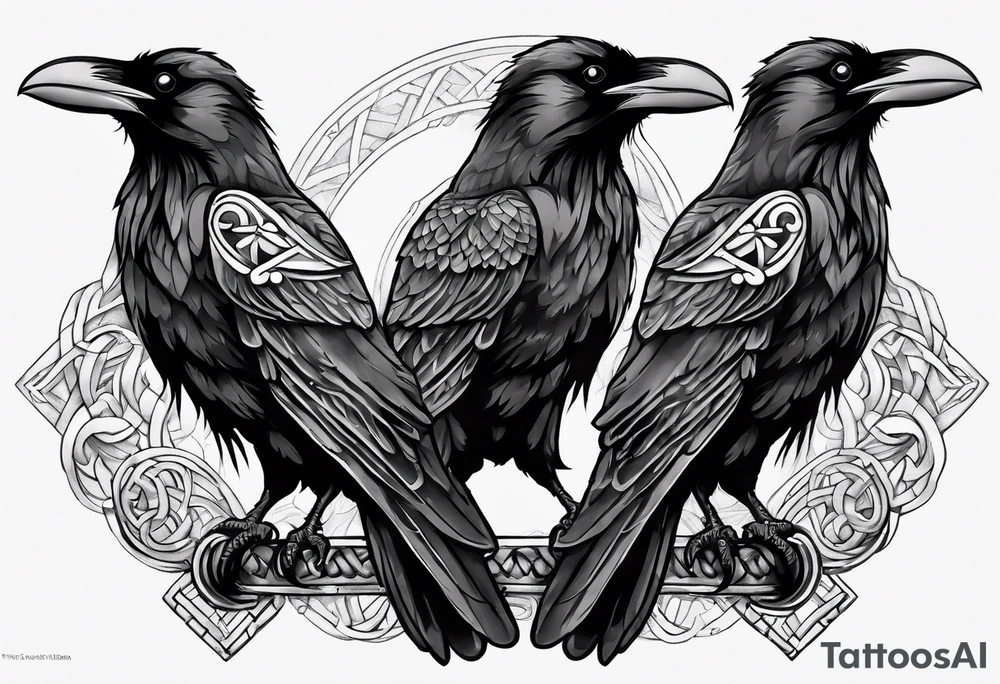 3 ravens made of Celtics knots tattoo idea