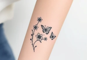 spring violet flowers and butterflies, more butterfly, and sprinkels, flower are violet tattoo idea