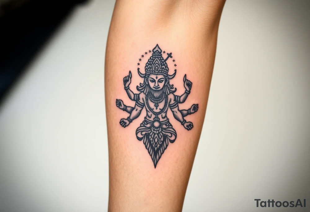 hindu god tattoo that shows strength and is trippy tattoo idea