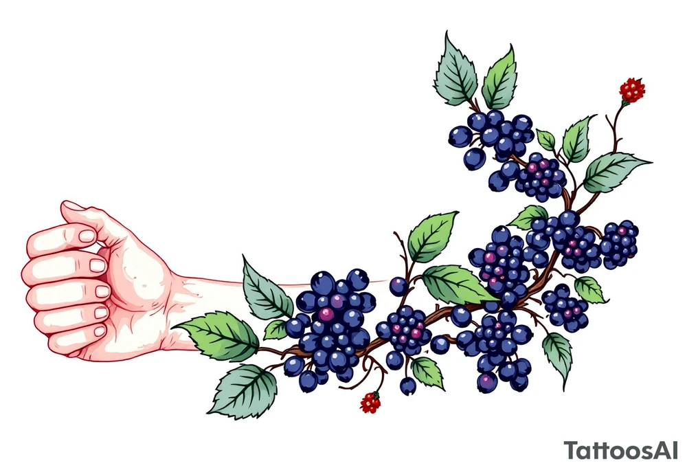 American traditional style Blackberry vine to wrap around an arm tattoo idea
