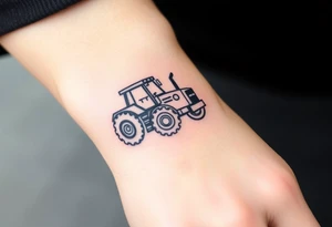 A stylized tractor made of mechanical gears, showing the strength and engineering behind farming machinery tattoo idea