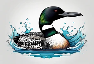 A loon with its wings spread looking badass and tough. Should be designed for on the thigh tattoo idea