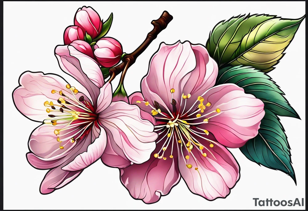 cherry blossom flower design tattoo idea