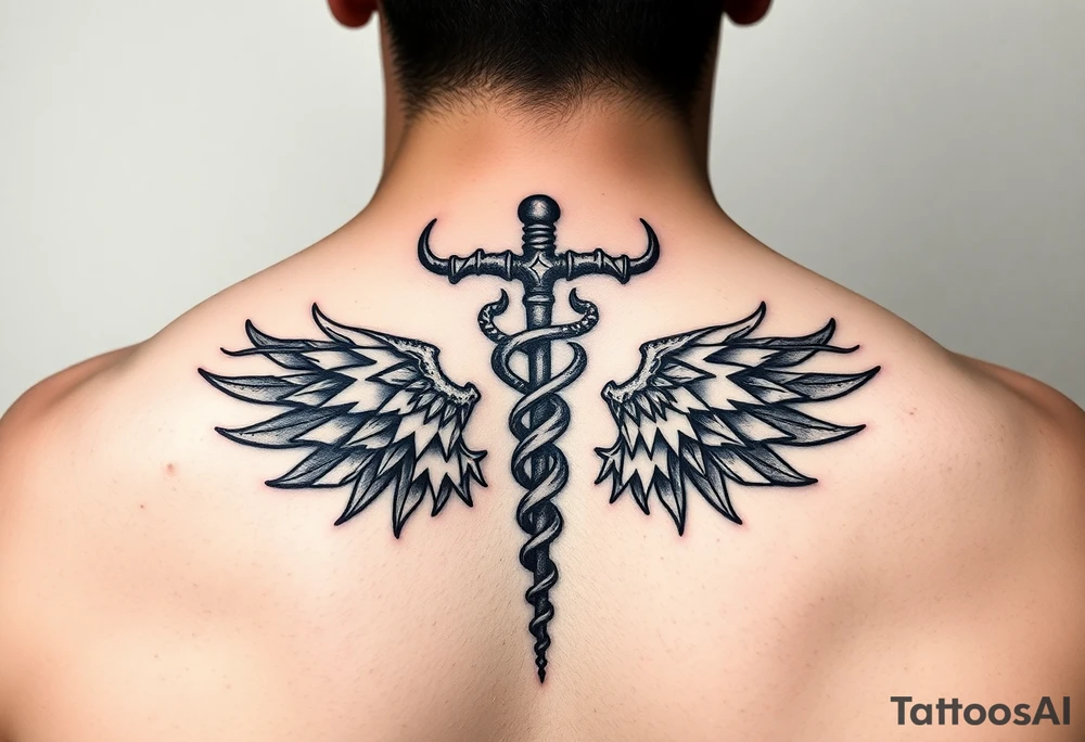 Gothic emo thorns Caduceus tattoo but keep it simple make cool wings smaller tattoo idea