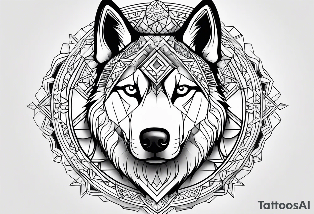 serious Siberian Husky tattoo idea