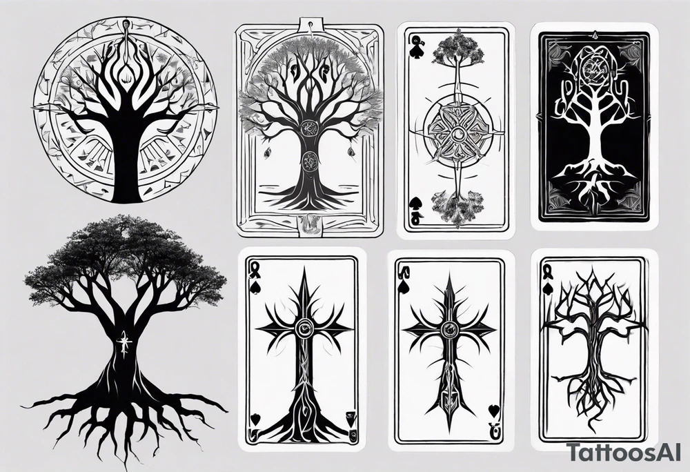 White Tree of Gondor, Geometric symbols, Nordic cross, playing card, lord of the rings, Native American headdress, tattoo idea