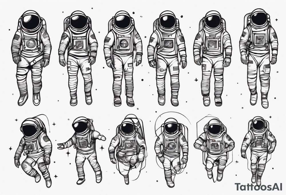 Astronaut floating around geometric lines and shapes tattoo idea Astronaut floating around geometric lines and shapes tattoo idea