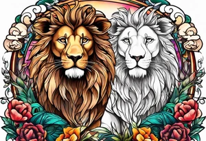The lion and the lamb with the crusifiction tattoo idea