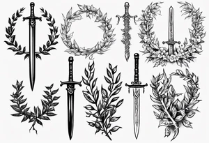 13 A sword AND 13 in the middle of a laurel leaf wreath tattoo idea