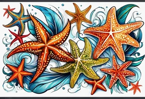 star fish of different shapes and sizes tattoo idea