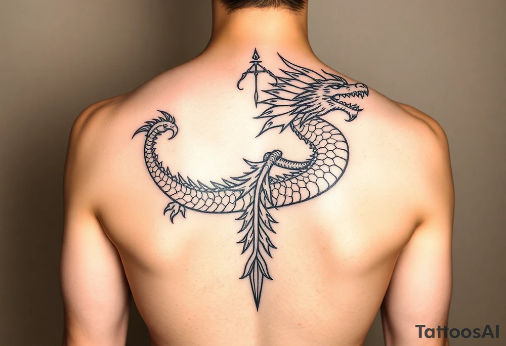 powerful majestic dragon on the back of female, 
radiates the message:

"I am grounded in the Earth, fluid as Water, free as Air, and blazing with Fire. Guided by my heart’s compass, my inner dragon guards the light within, and I walk my path with clarity and strength." tattoo idea