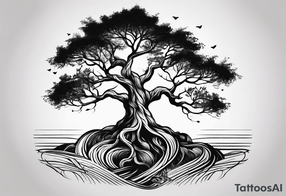 Tree with growing roots tattoo idea