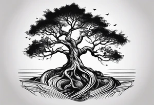 Tree with growing roots tattoo idea