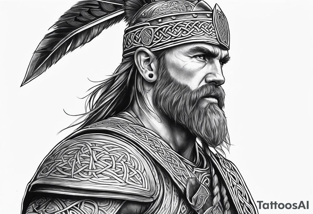 Celtic warrior facing left tattoo idea