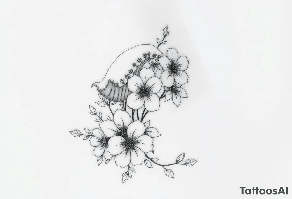 Waves, summer, flowers tattoo idea