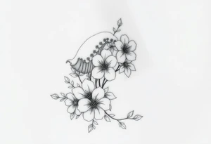 Waves, summer, flowers tattoo idea