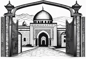 israel town gate vector tattoo idea