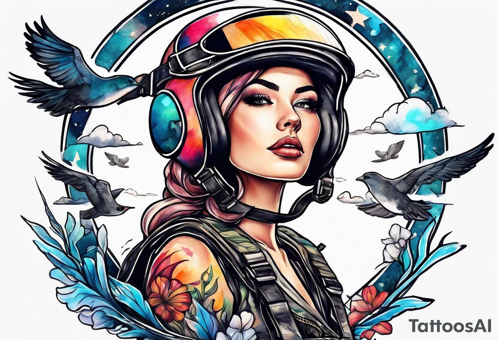 Woman skydiver tattoo idea