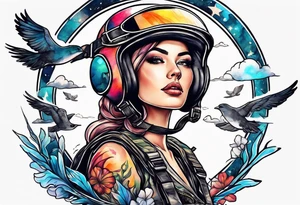 Woman skydiver tattoo idea