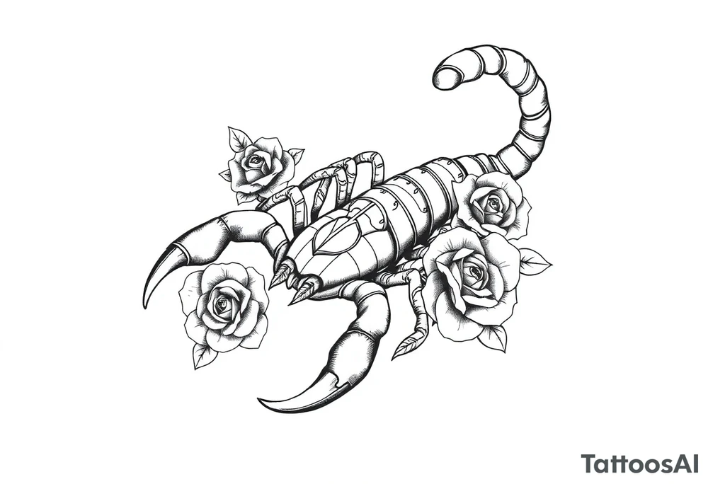 Scorpion with roses tattoo idea
