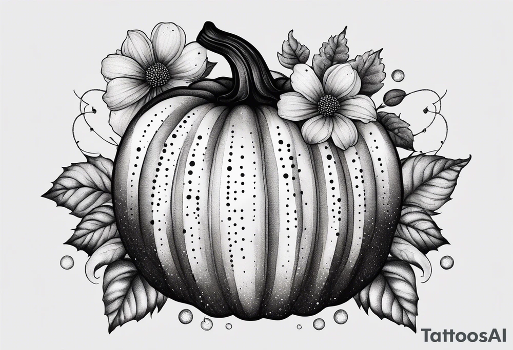 pumpkin with flowers tattoo idea
