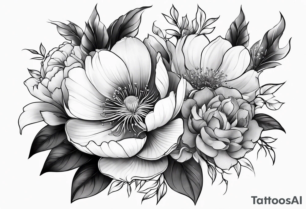 entire sleeve, Japanese flowers tattoo idea