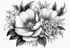 entire sleeve, Japanese flowers tattoo idea