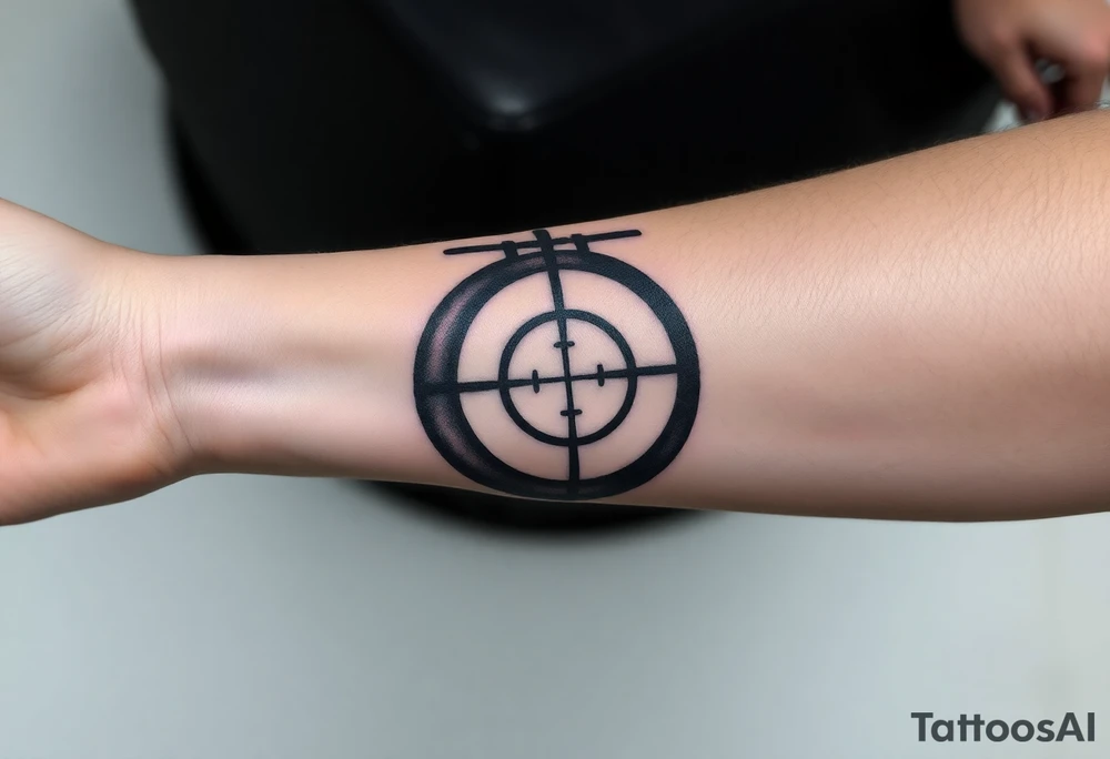 A basketball with a sniper scope reticle 
inside tattoo idea