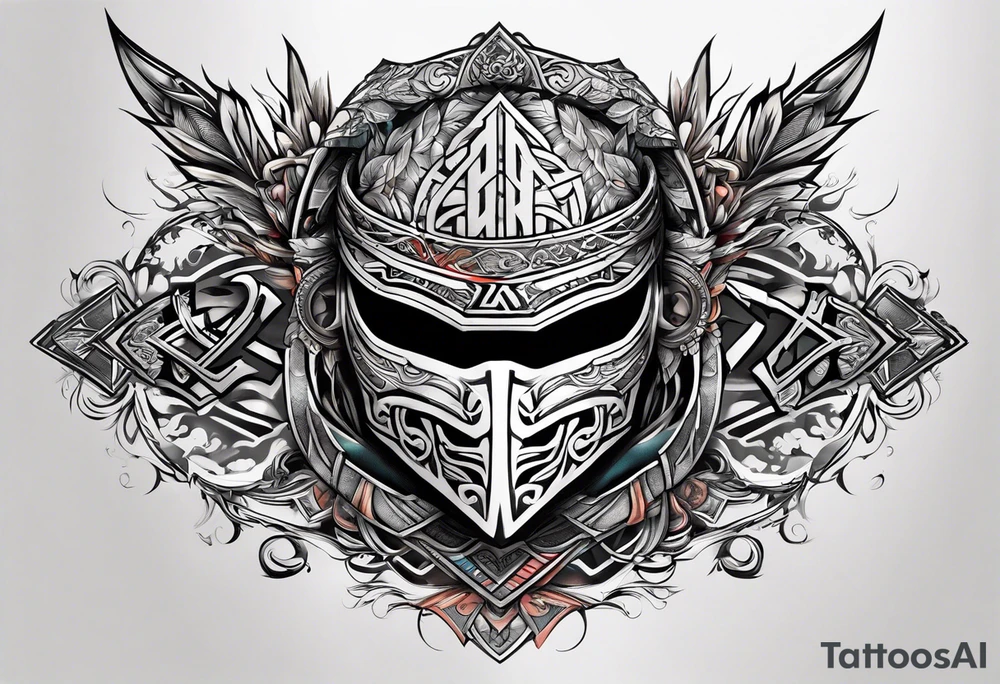 the letters A R in the middle of a ninja headband tattoo idea