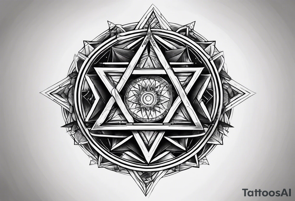 Band tool heptagram on elbow tattoo idea