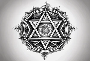 Band tool heptagram on elbow tattoo idea