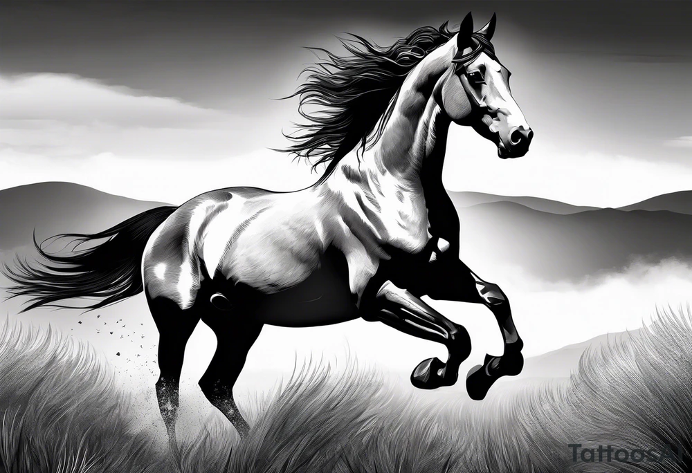 Linework horse tattoo idea