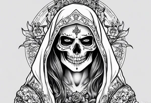 lady skeleton grim reaper devil tattoo idea