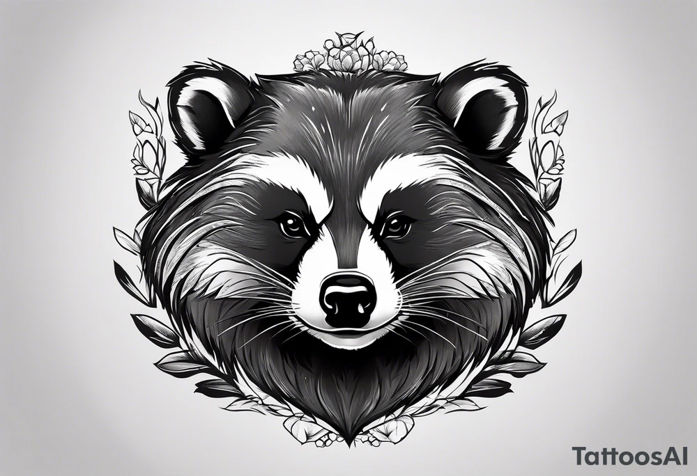 aggressive and killer badger/wolverine with cute face and some quotes tattoo idea