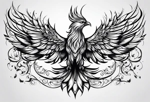 Phoenix horizontal, flying tattoo idea