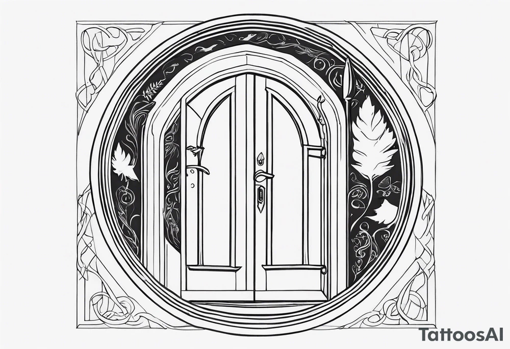 Lord of the rings main with Harry Potter mashup but more lord of the rings heavy. Small simple dainty fine line and minimal. Objects only. Hobbit door hole and wands tattoo idea