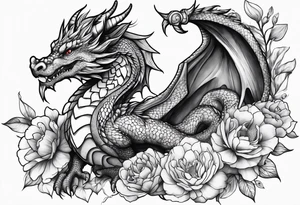 Dragon with flower tattoo idea