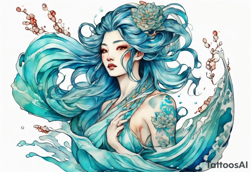 A beautiful undine with turquois scales. tattoo idea